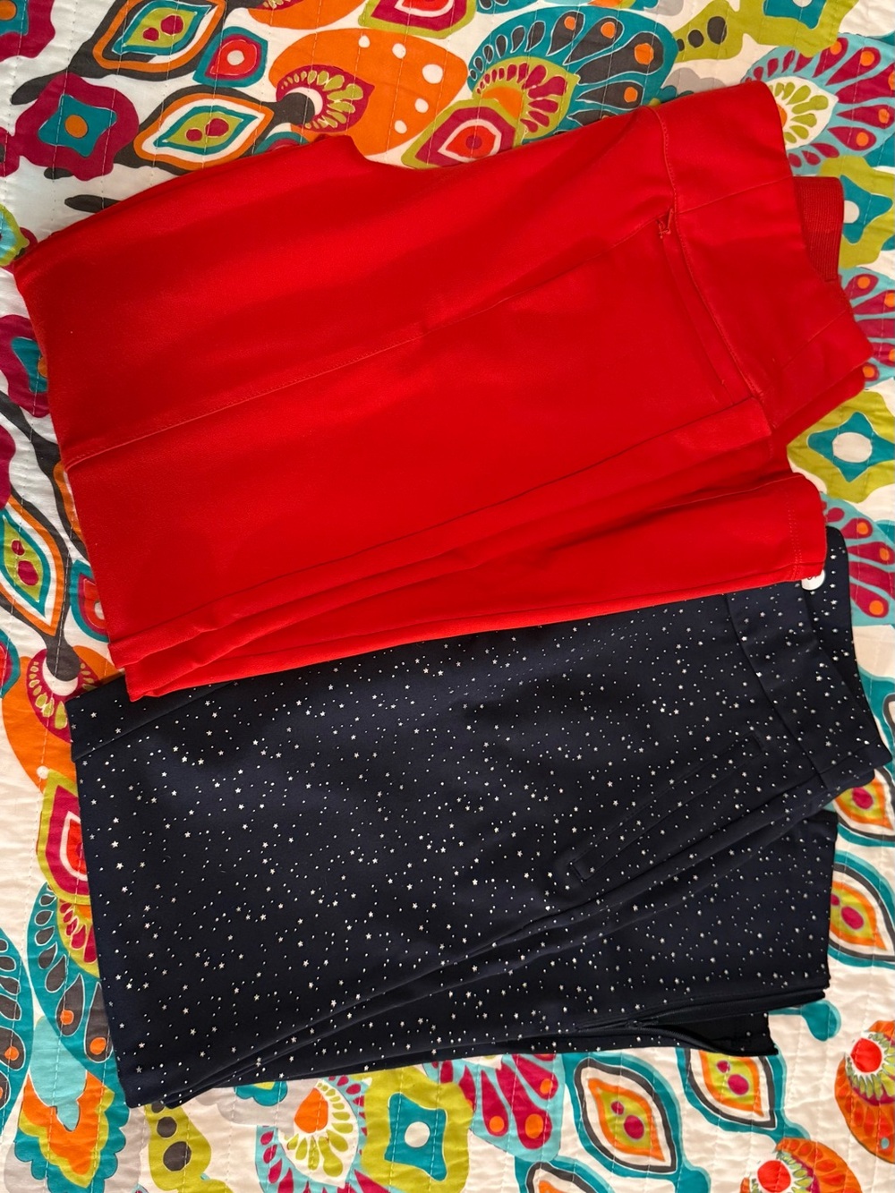 Betabrand Journey Skinny leg Pants and Navy starred zippered Leggings